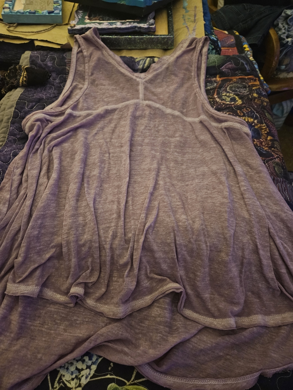 Free People Lavender V-Neck Flowy Tank M - Picture 2 of 3